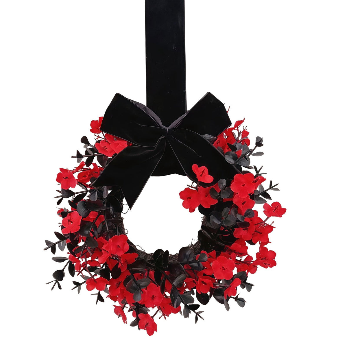 Halloween Star Shaped Bow Wreath for Window Door Display, Autumn Festival Artificial Wreath Decor