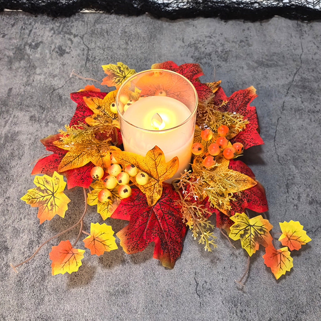 Small Fall Gradient Wreath for Front Door, Multicolor Artificial Autumn Wreaths Thanksgiving Decor for Home, Fall Halloween Decorations, Outdoor Indoor Farmhouse Wall Decor Year Round, E