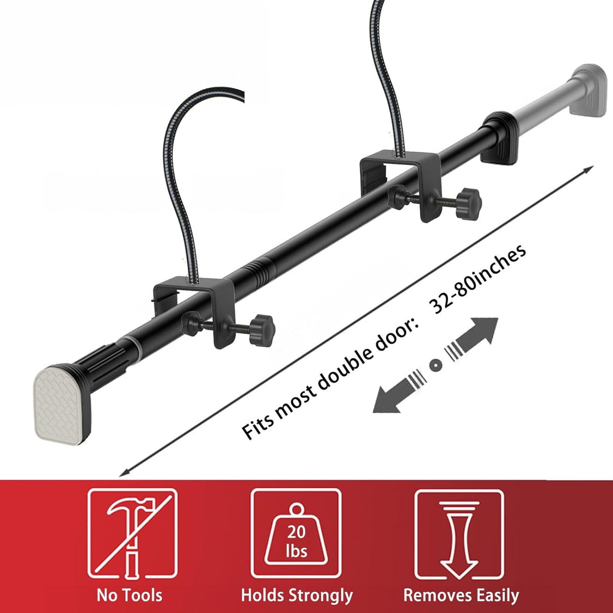 Garland Hanger for Front Door, Adjustable Fits 31.5"- 39.4" Doors, Heavy-Duty Christmas Halloween Decoration Holder for Wreaths, Lights & More, Holds Up to 20 lbs, No Screws
