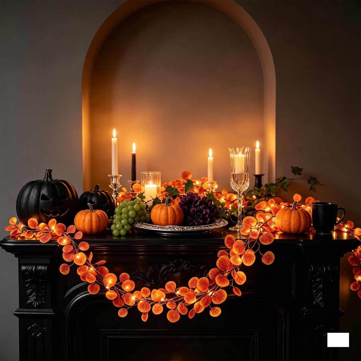 Chmadoxn 78.74" Halloween Thanksgiving Maple Leaf Garland with Mini Pumpkins & Berries, Artificial Fall Leaves Vine for Mantel Staircase Porch, Autumn Harvest Hanging Home Decor