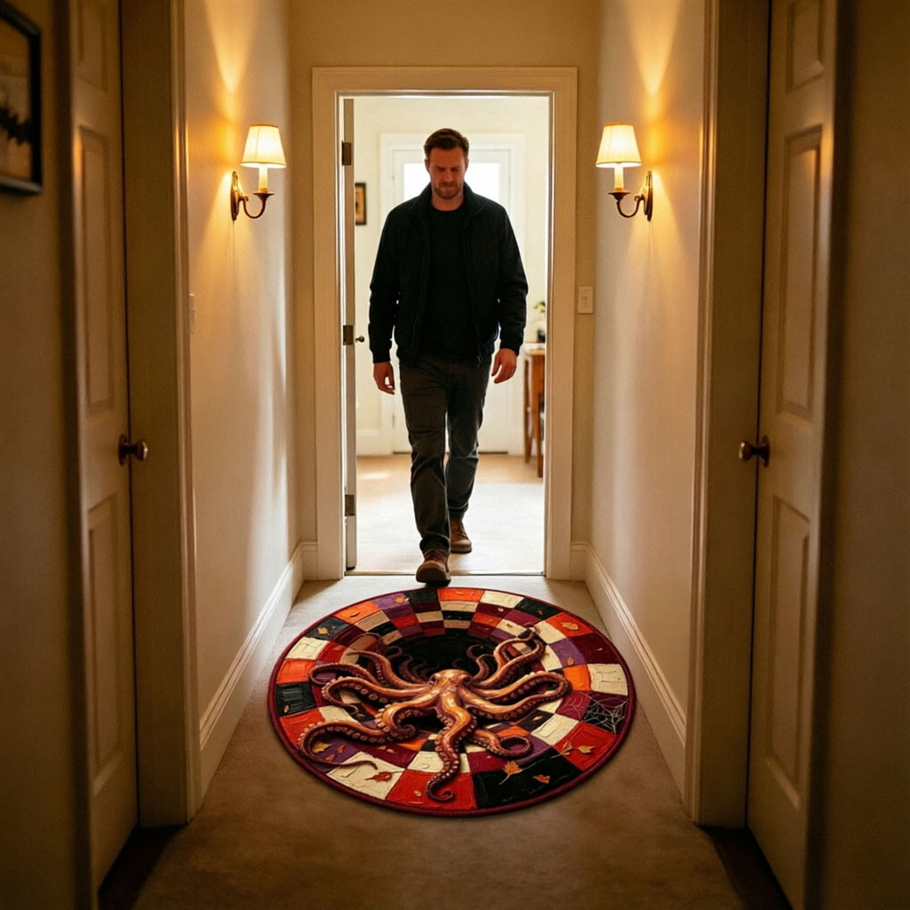 Win s Way 3D Illusion Round Halloween Rug Optical Illusion Doormat Non- Washable Entryway Decor Spooky Fall Front Door Mat for Party Decoration Available in 15.8/23.6/31.5 Inch