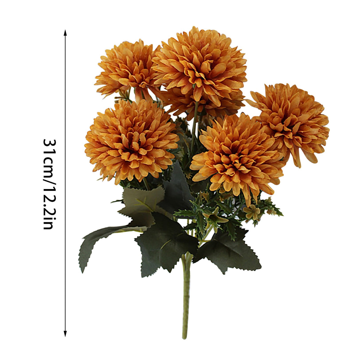 1Pack Faux Fall Mums for Outside Artificial Mums Outdoor Clearance Chrysanthemum Bush Silk - Orange Fall Decorations for Home Fall Wedding Flowers