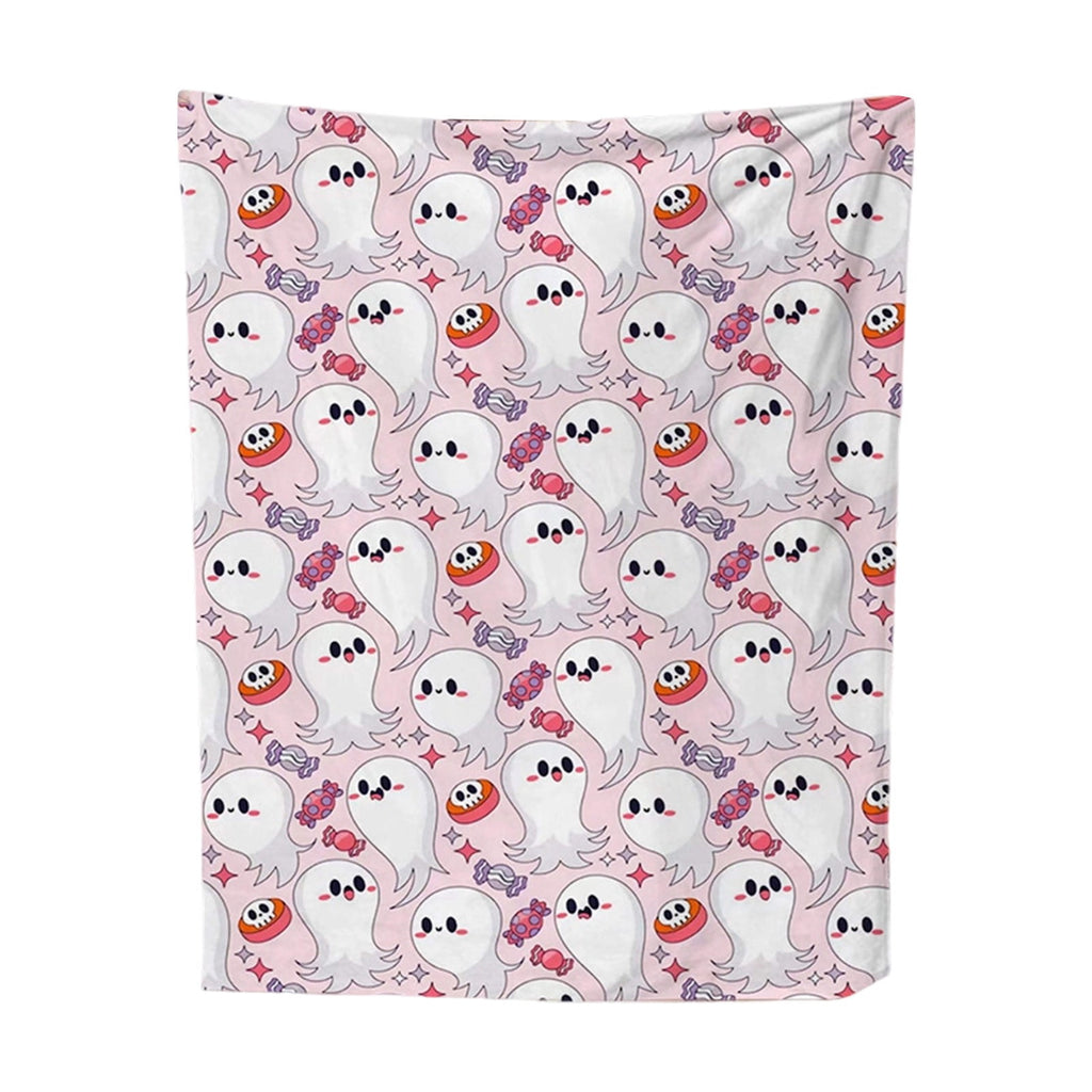 Halloween blanket,Halloween Print Throw Blanket Flannel Soft Cozy Decorative Nap Blanket with Ghost Pumpkin Skull for Office Bedroom Sofa Camping Travel(100x150cm/39x59 Inch),Black