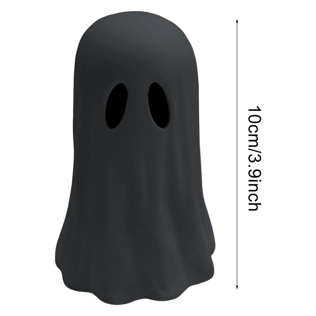 Resin Halloween Ghost Figurine, 10cm Black Spooky Ghost Statue for Mantel Tabletop Centerpiece Porch Indoor Cute Halloween Decor