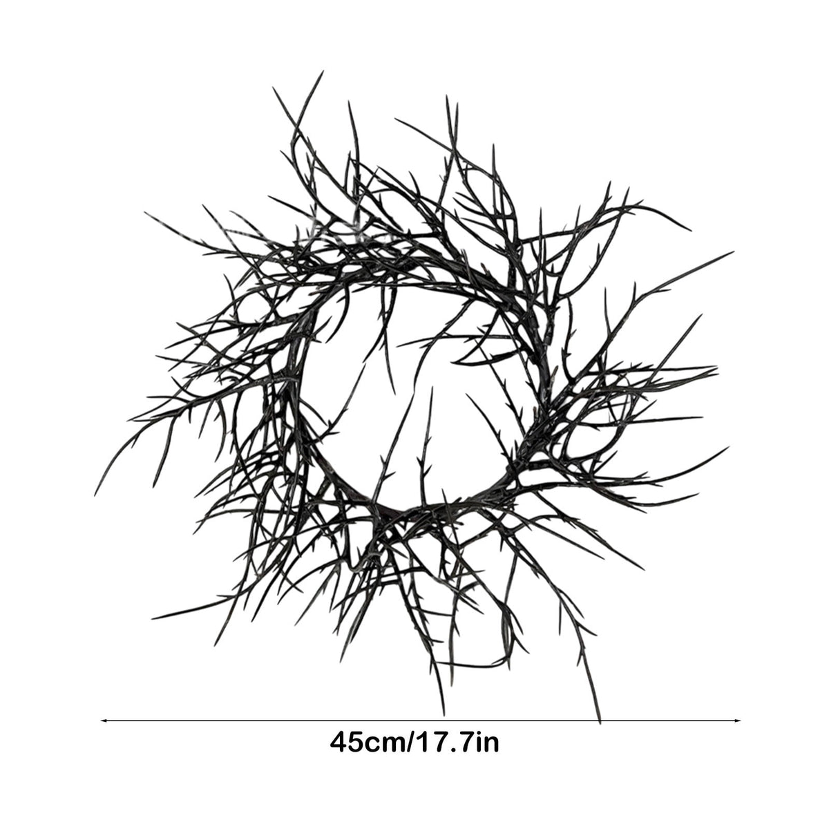 Halloween Wreath, Black Twig Wreath for Front Door, Artificial Spooky Branch Decor for Indoor Outdoor Home Party, Wall Hanging Ornament