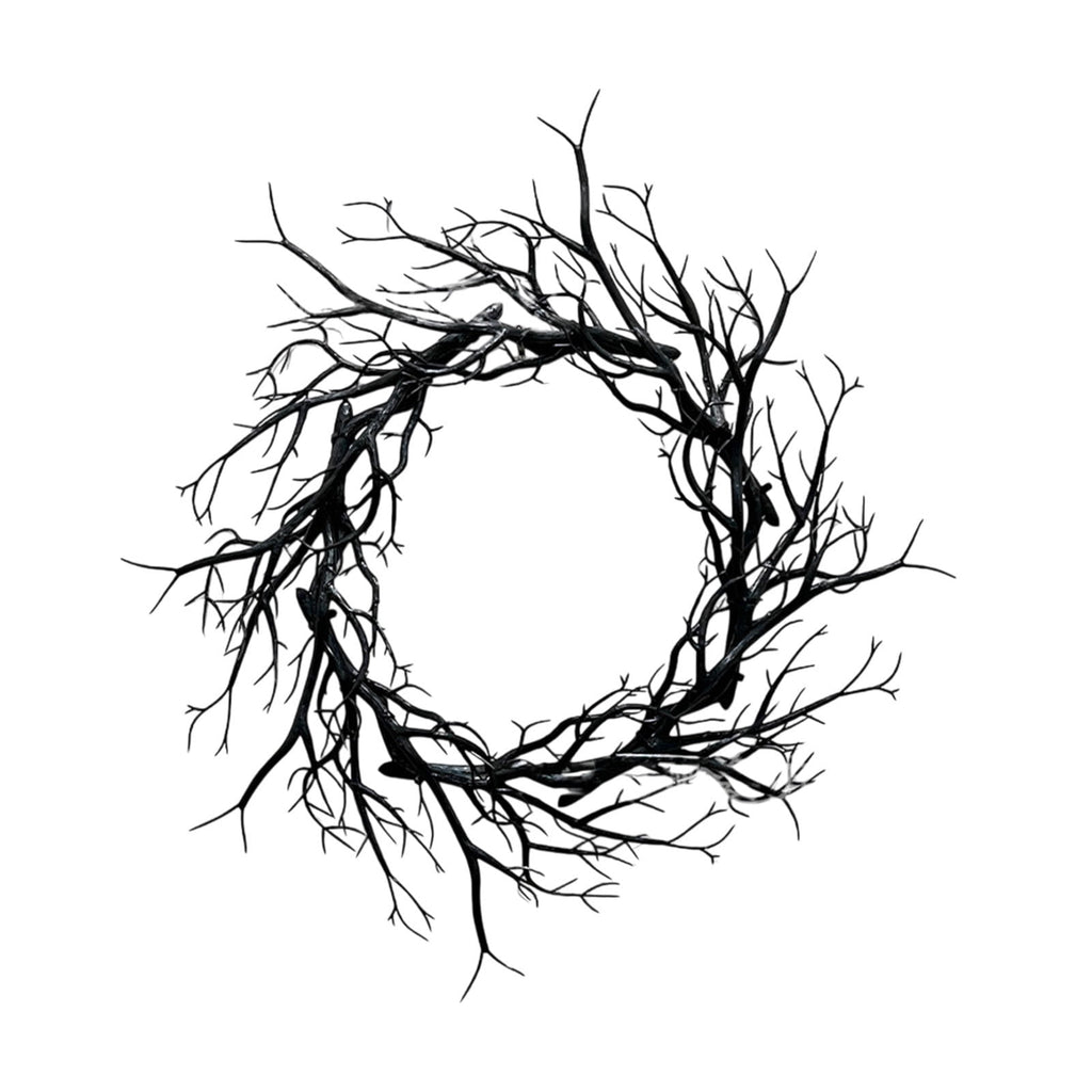 Halloween Wreath, Black Twig Wreath for Front Door, Artificial Spooky Branch Decor for Indoor Outdoor Home Party, Wall Hanging Ornament