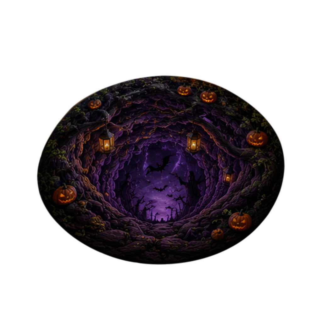 Win s Way 3D Illusion Round Halloween Rug Optical Illusion Doormat Non- Washable Entryway Decor Spooky Fall Front Door Mat for Party Decoration Available in 15.8/23.6/31.5 Inch