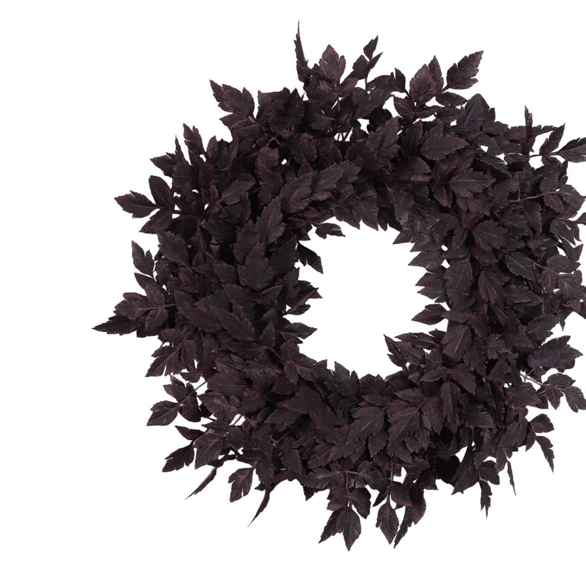 Halloween Artificial Dark Bugbane Leaves Wreath, 23.6 Inch Faux Burgundy Snakeroot Foliage Crown, Gothic Autumn Front Door Hanging Garland for Farmhouse Wall Decor