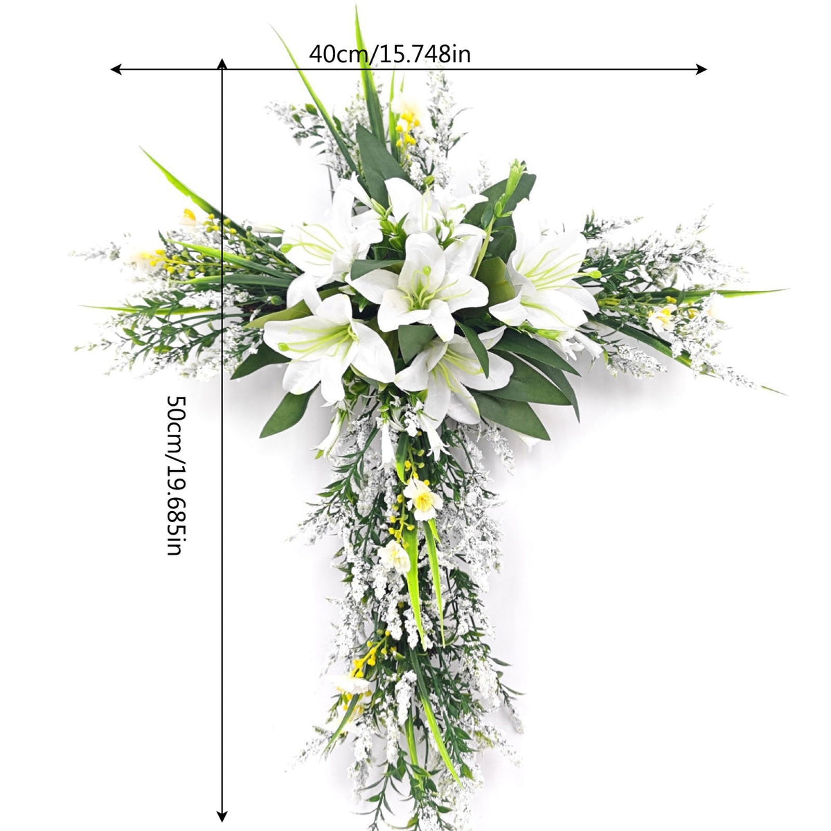 XEOVHV Easter Front Door Wreath Cross, 19.7 inch Easter Cross Wreath, Rustic Farmhouse Easter Decorations Sign Hanging Cross Wedding Floral Pastel Patio Summer Outside Decor