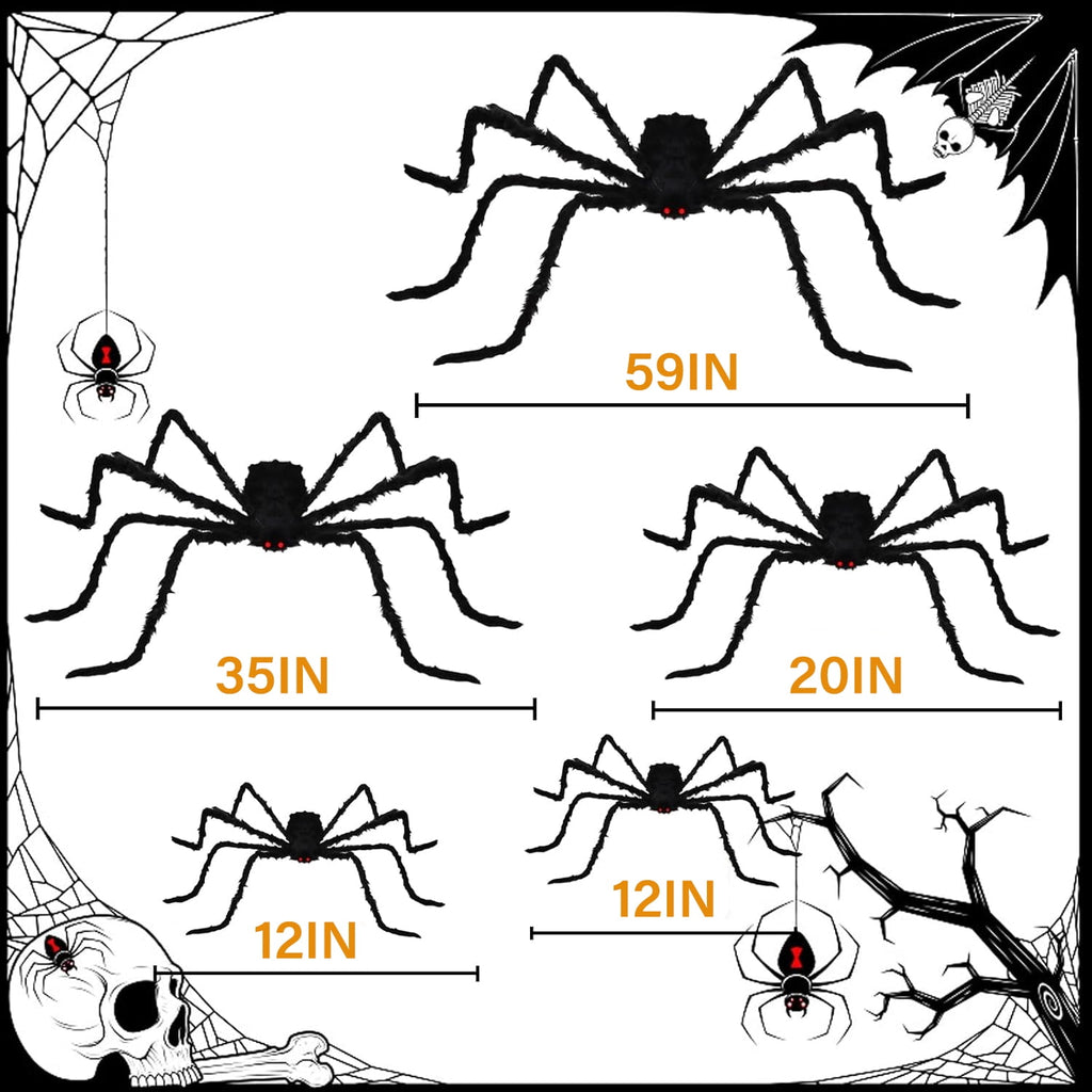 Ayieyill 79 In Giant Spider Halloween Decorations Outdoor, Scary Large Spider for Halloween Yard Decorations, Haunted House Props, 1pc
