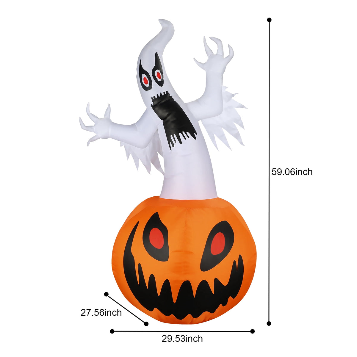 MAGOTAN 8 ft Halloween Inflatable Pumpkin Halloween Inflatable Pumpkins Ghost Tombstone Outdoor Yard Decoration Build-in 7 LED White Lights