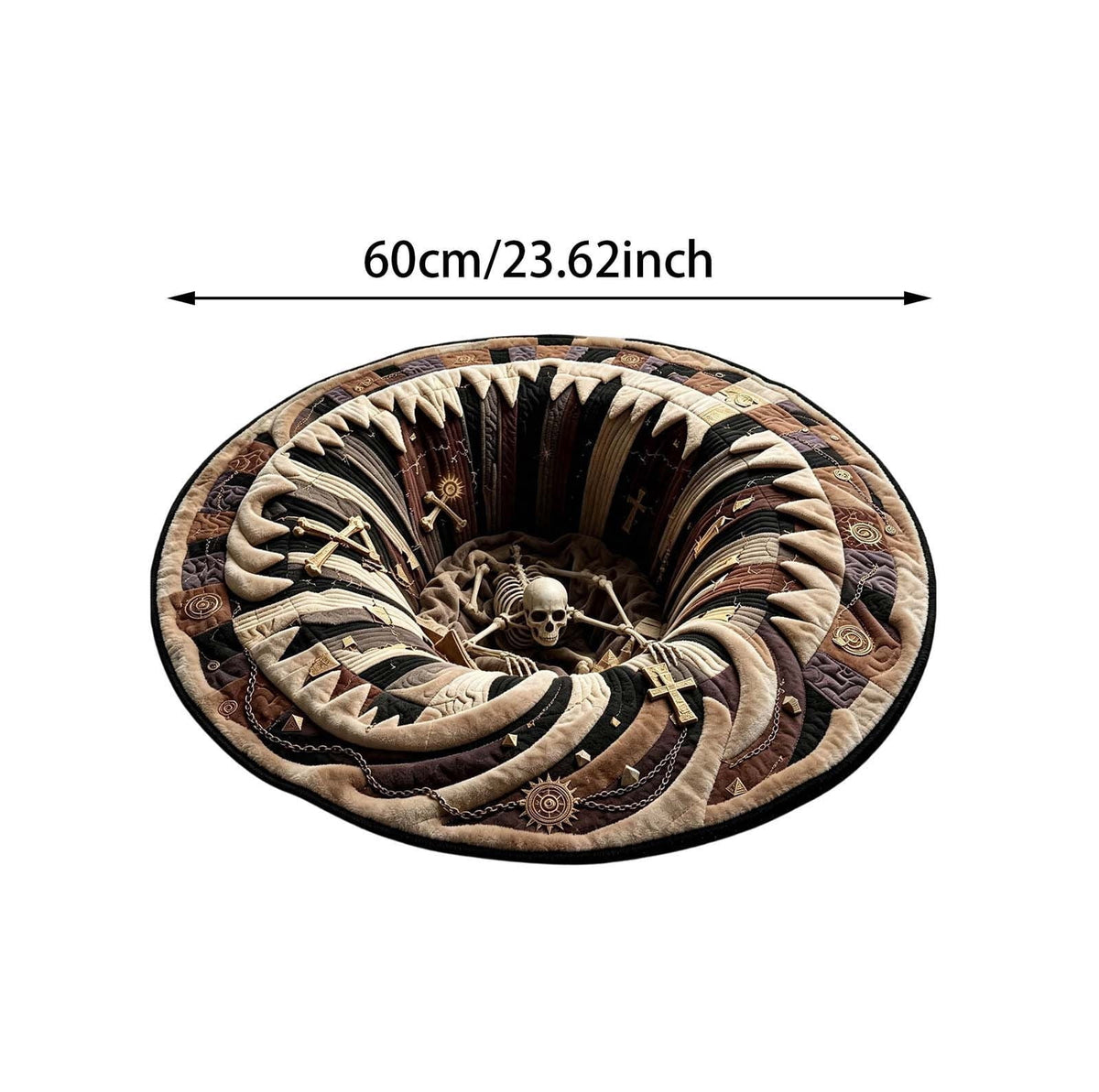 Win s Way 3D Illusion Round Halloween Rug Optical Illusion Doormat Non- Washable Entryway Decor Spooky Fall Front Door Mat for Party Decoration Available in 15.8/23.6/31.5 Inch