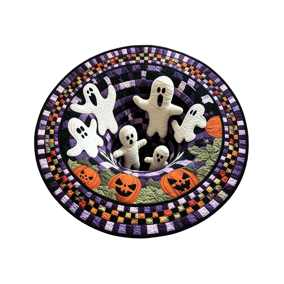 Win s Way 3D Illusion Round Halloween Rug Optical Illusion Doormat Non- Washable Entryway Decor Spooky Fall Front Door Mat for Party Decoration Available in 15.8/23.6/31.5 Inch