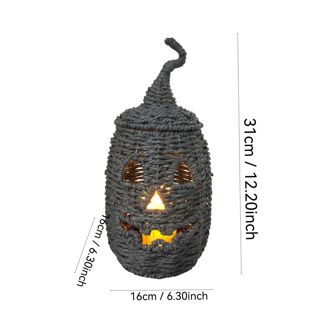 THOPBPRK 2026 Black Halloween Woven Pumpkin Jack-O'-Lantern, Halloween Decorations Pumpkin, USE LED Candle, Rattan Fall Halloween Decor for Home, 1Pack 11.8 Inch A
