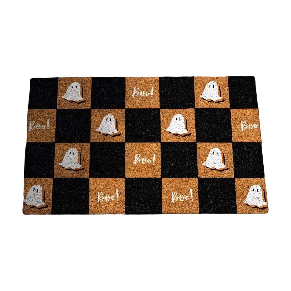 Fllostpr Halloween Pumpkin & Crow Welcome Doormat for Front Door, Non-Slip Vintage Brown Coir Floor Mat for Outdoor Porch Entryway Decor,16x24 Inch