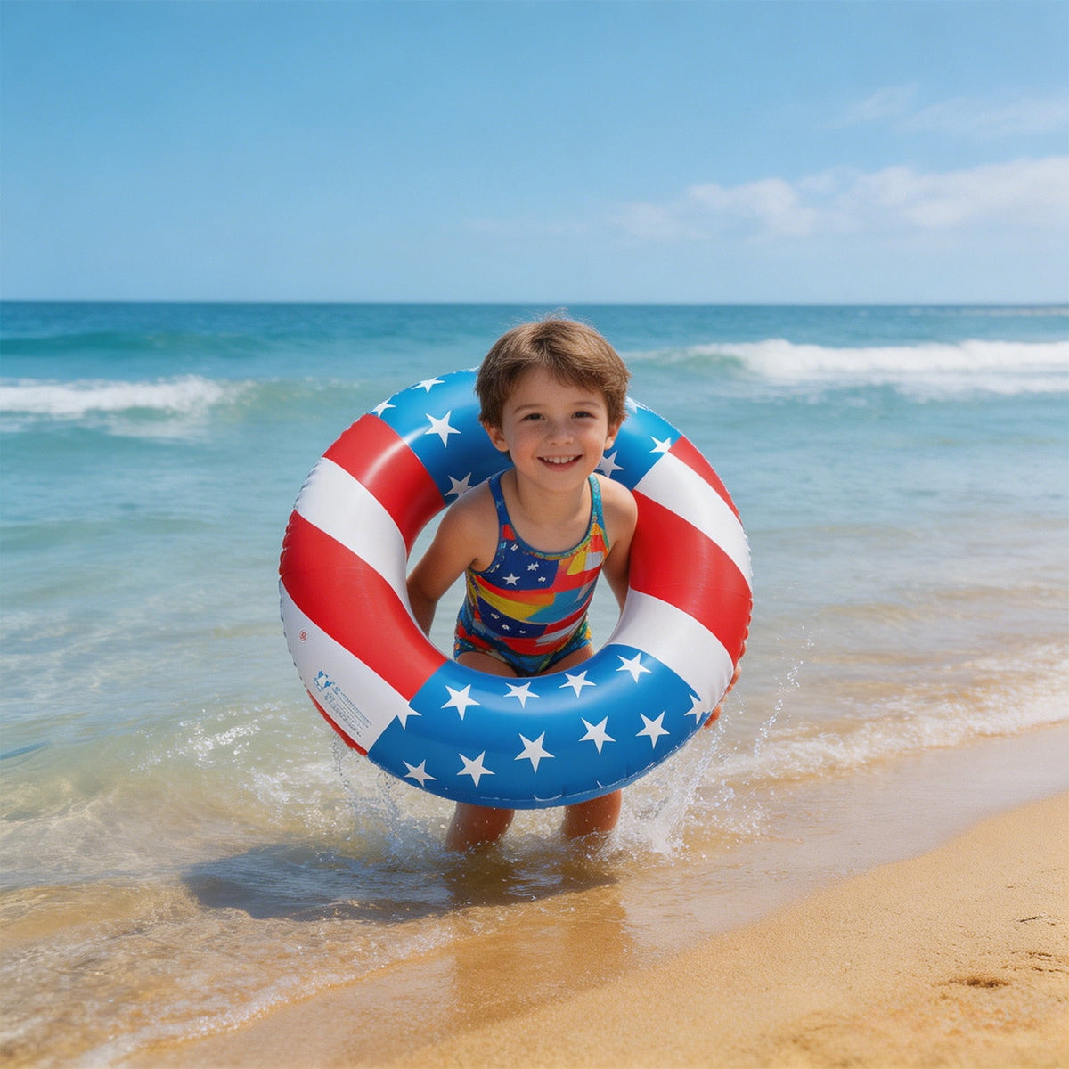 Pool Floats USA Flag Patriotic Swim Pool Tubes for Kids Adults Red White & Blue Pool Floaties Summer Pool Party 250th Anniversary 35in