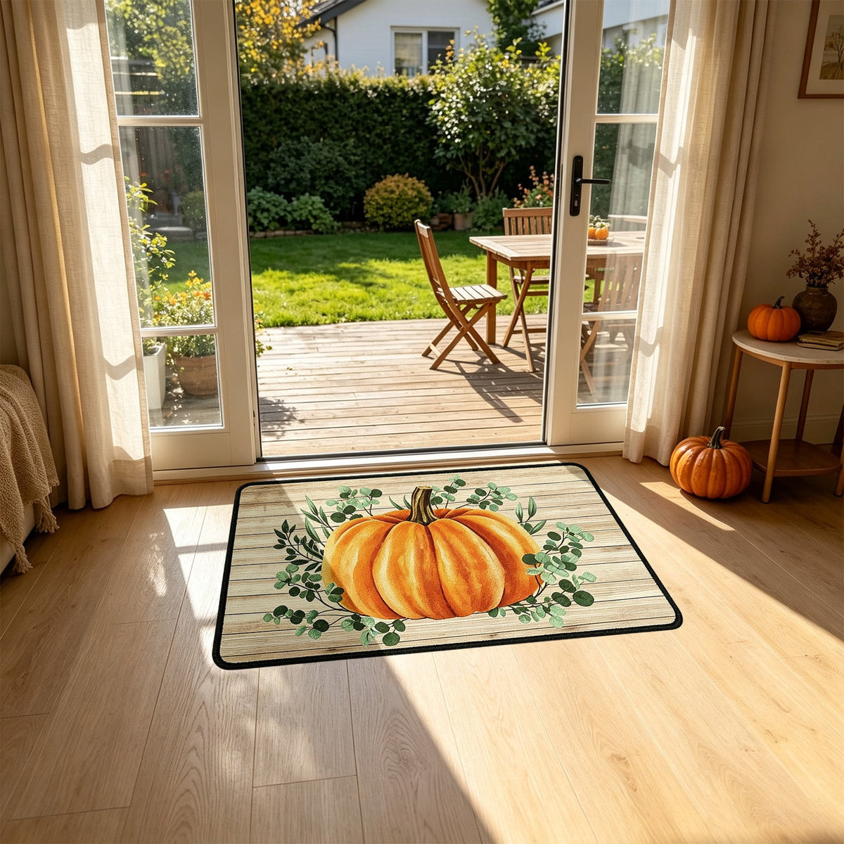Yhmxh Fall Pumpkin Decorative Door Mat, Autumn Harvest Welcome Entryway Rug, Non‑Slip Absorbent Front Doormat, Seasonal Floor Mat for Indoor Outdoor Halloween Home Decoration 15.7x23.6 Inch