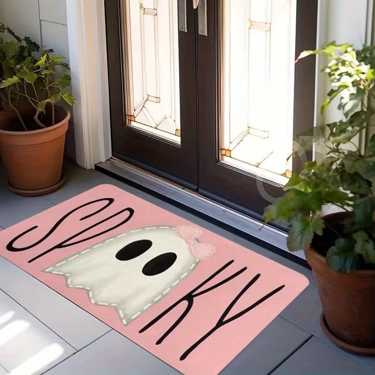 Fllostpr Halloween Pumpkin & Crow Welcome Doormat for Front Door, Non-Slip Vintage Brown Coir Floor Mat for Outdoor Porch Entryway Decor,16x24 Inch