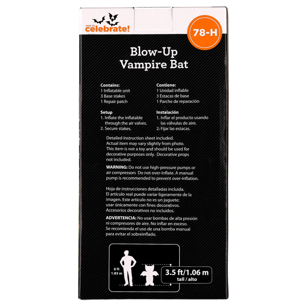 Blow-Up Vampire Bat Yard Inflatable, Black and Purple, 3.5', Halloween by Way To Celebrate
