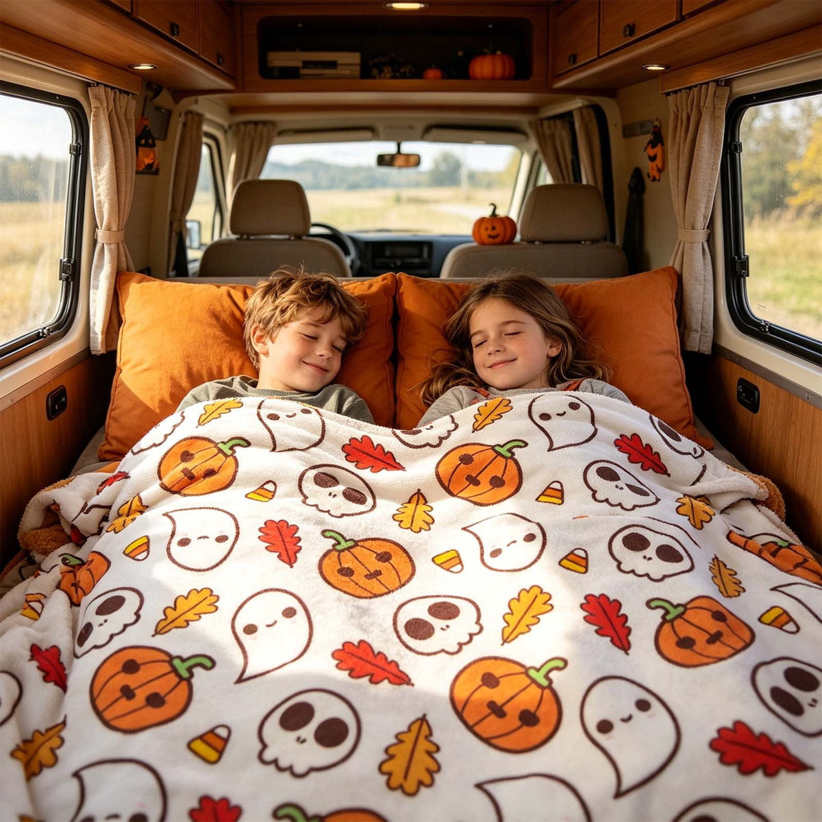 Halloween blanket,Halloween Print Throw Blanket Flannel Soft Cozy Decorative Nap Blanket with Ghost Pumpkin Skull for Office Bedroom Sofa Camping Travel(100x150cm/39x59 Inch),Black