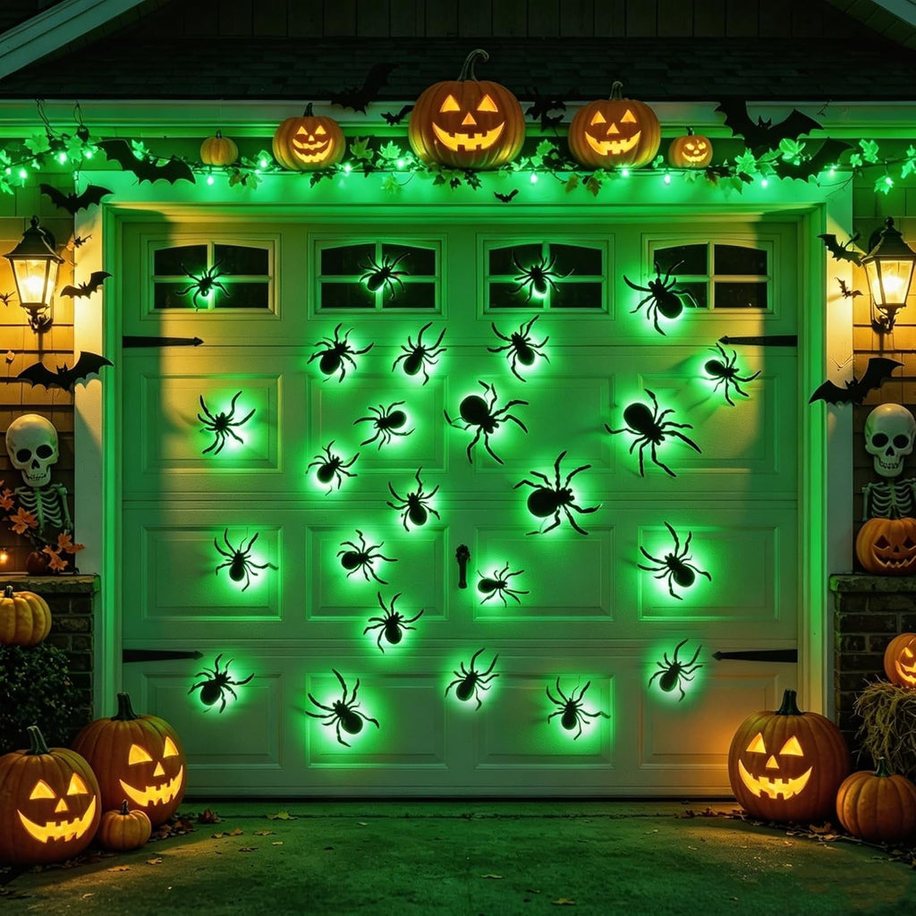 CQHVKQ 36 PCS Halloween Bats Decorations, Realistic 3D LED Bats Wall Stickers Decor, Assorted Size Removable Lighted PVC Bats DIY Wall Sticker for Halloween Party, Bedroom, Home, Indoor and Outdoor