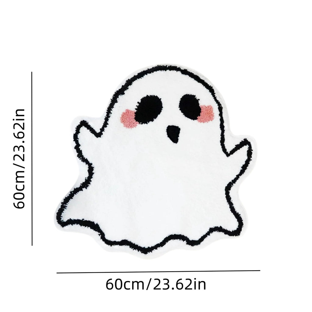 Halloween Decor White Ghost Rug 24x16 inches, Handmade Tufted Fluffy Aesthetic Area Rugs, Cute Soft Cool Non Slip Floor Carpet Bath mat, Living Room, Bathroom, playroom, Kitchen