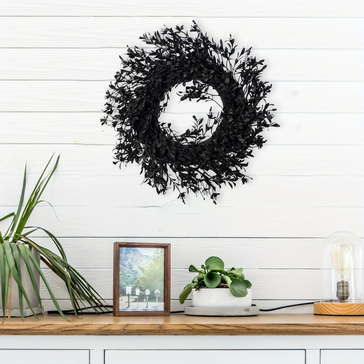 HHBEAUTY 11.8" Artificial Forsythia Wreath Spring Summer Fall Winter Wreaths for Front Door with Berries Silk Leaves Wreath for Halloween Decorations Porch Wall Window Indoor Outdoor Home Decor