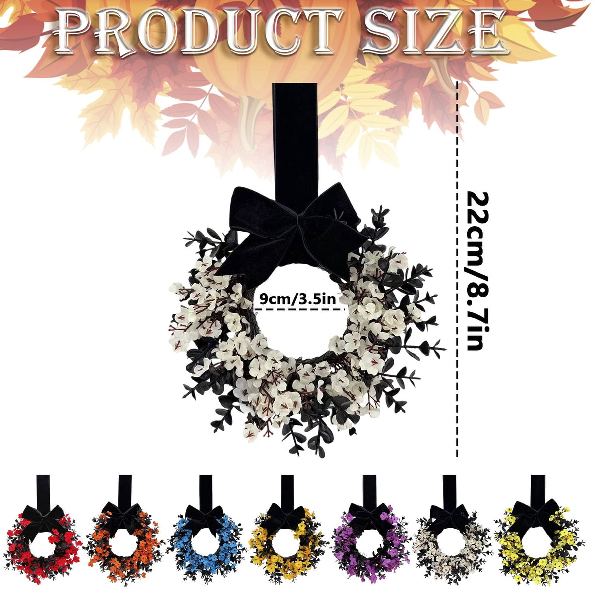 Halloween Star Shaped Bow Wreath for Window Door Display, Autumn Festival Artificial Wreath Decor