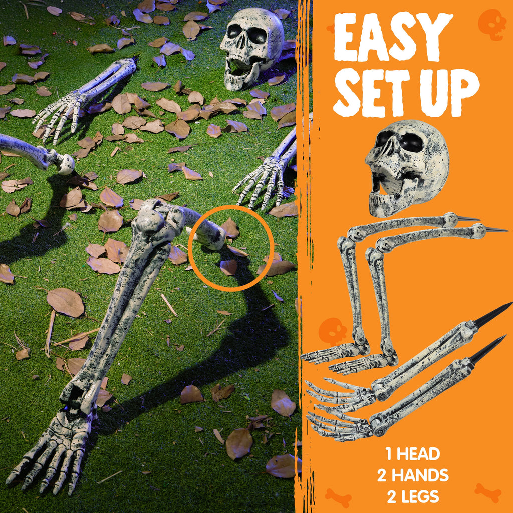 Joyfy 2 Pack Skeleton Hands Halloween Decoration Outdoor,13 inch Bloodstain Zombie Arm with Ground Stakes, Fake Arm Hands Prop Groundbreaker for Halloween Graveyard Lawn Decor