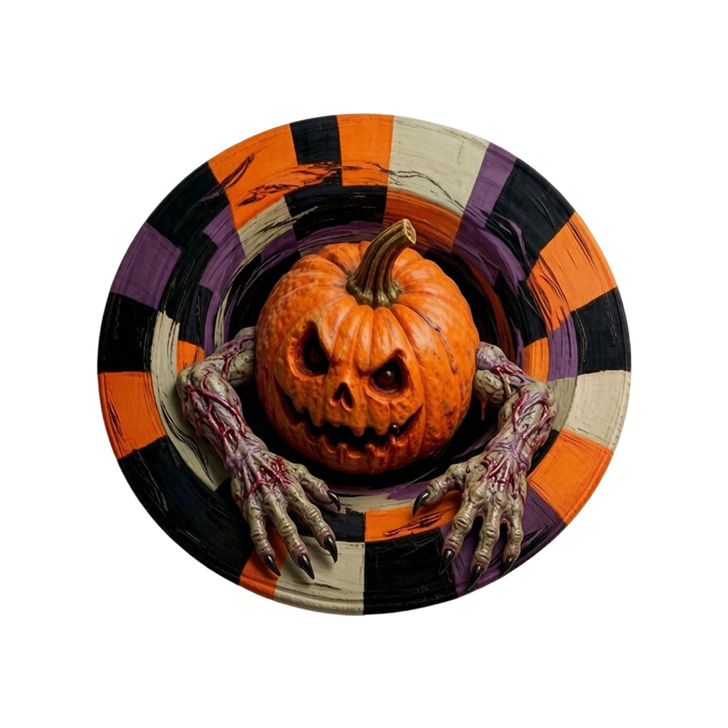 Win s Way 3D Illusion Round Halloween Rug Optical Illusion Doormat Non- Washable Entryway Decor Spooky Fall Front Door Mat for Party Decoration Available in 15.8/23.6/31.5 Inch