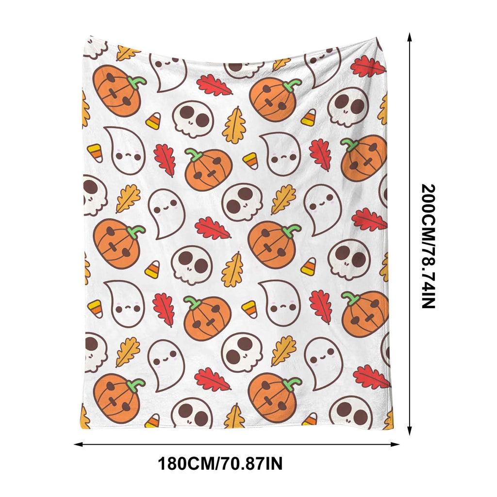 Halloween blanket,Halloween Print Throw Blanket Flannel Soft Cozy Decorative Nap Blanket with Ghost Pumpkin Skull for Office Bedroom Sofa Camping Travel(100x150cm/39x59 Inch),Black
