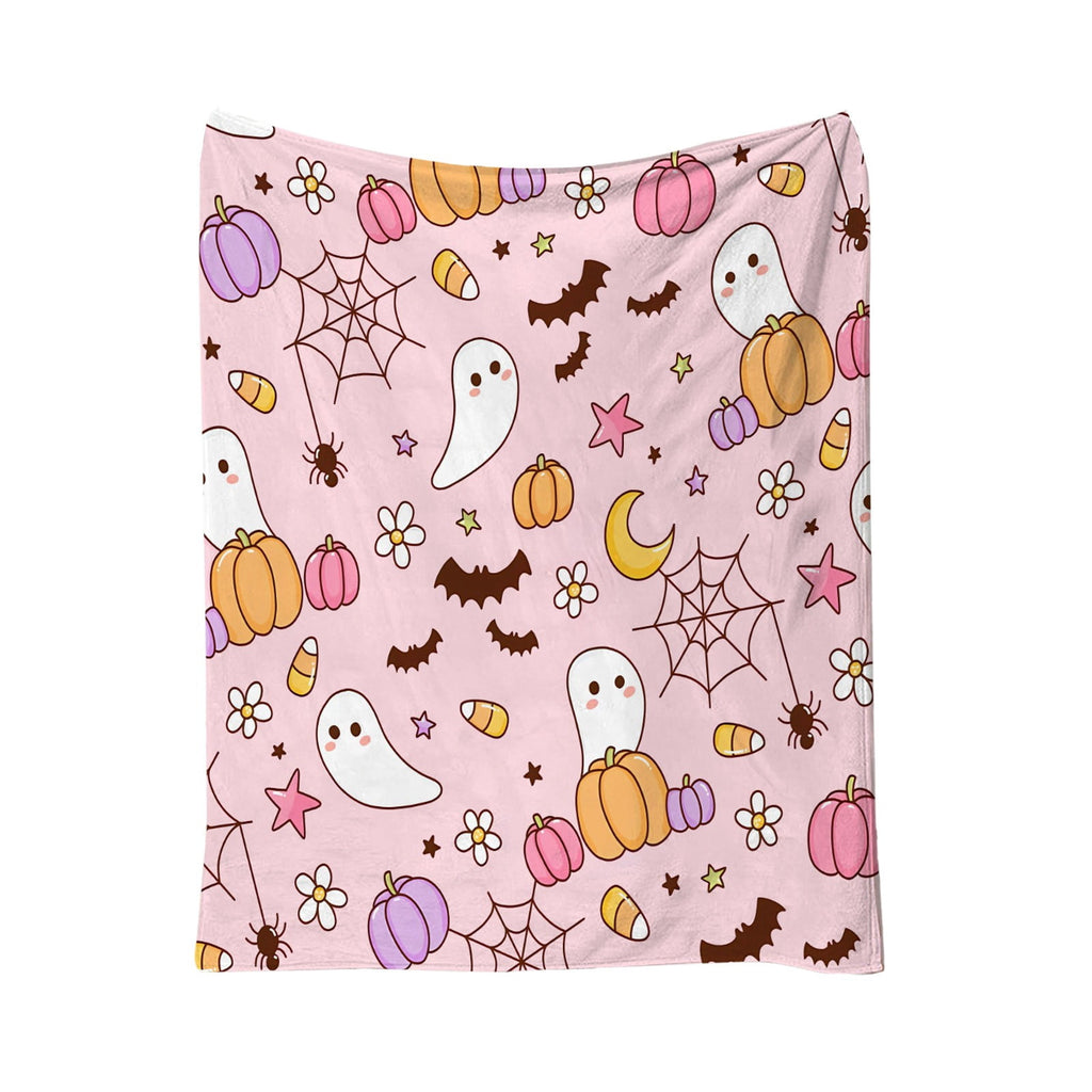 Halloween blanket,Halloween Print Throw Blanket Flannel Soft Cozy Decorative Nap Blanket with Ghost Pumpkin Skull for Office Bedroom Sofa Camping Travel(100x150cm/39x59 Inch),Black