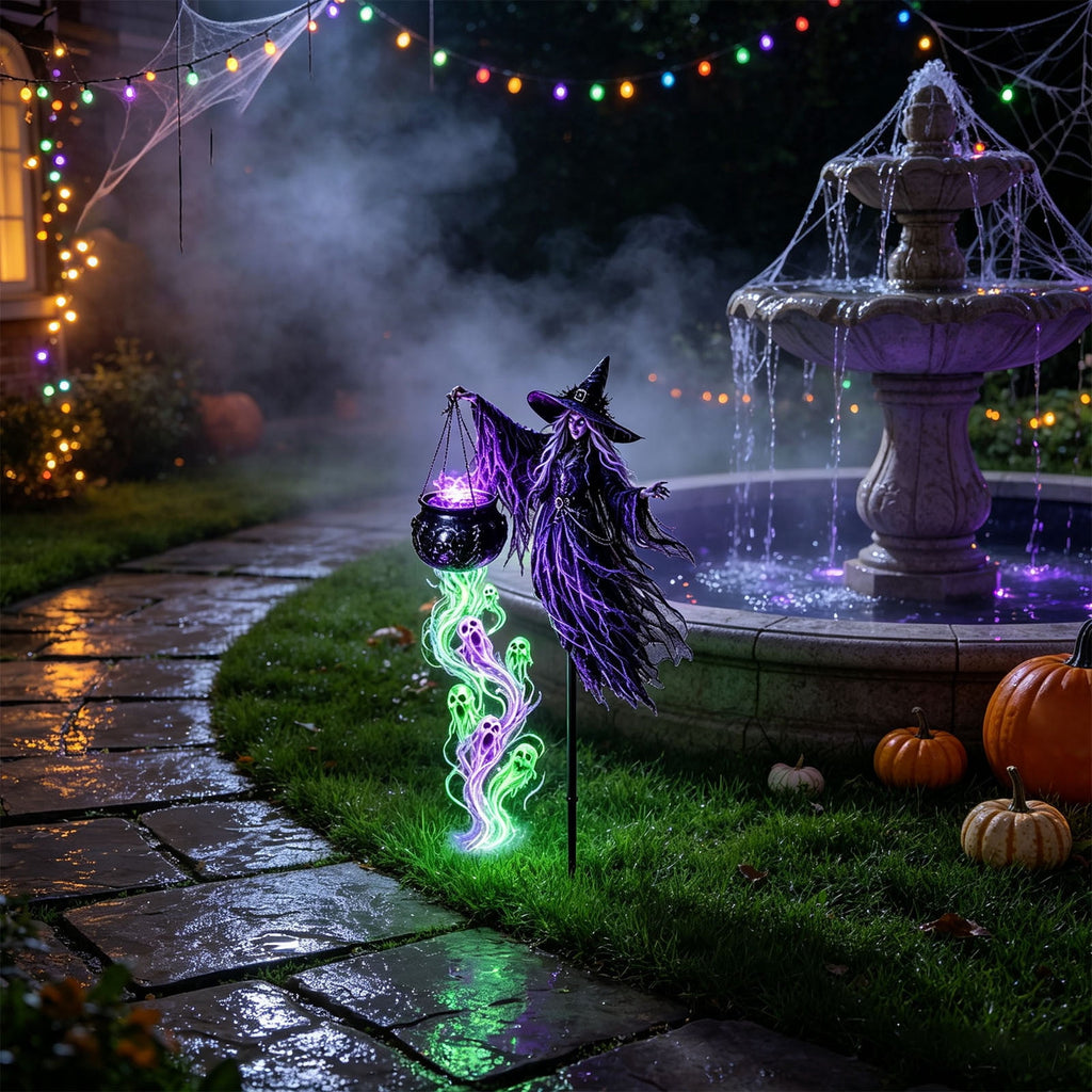 Solar Halloween Metal Moon Black Cat Garden Stake with LED Pumpkin Lantern, Light Up Star Bat Yard Decor Stake, Spooky Outdoor Lawn Pathway Halloween Decoration