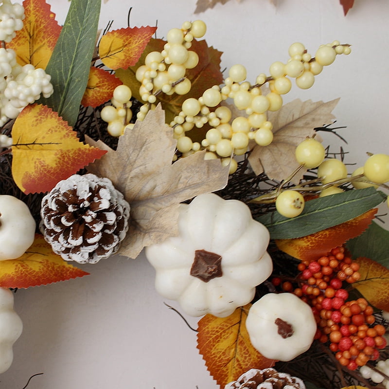 Fall Decor - Fall Wreaths for Front Door - 20 Inch Autumn Maples Leaf Pumpkin Pine Cone Berry Wreath - Fall Decorations for Thanksgiving Halloween Farmhouse Harvest Home Outdoor Indoor Window Wall