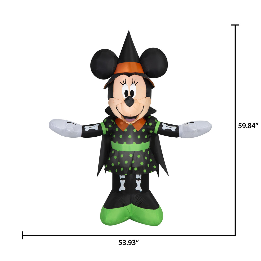 Airblown Halloween Yard Inflatables Light Minnie Mouse in Polkadot Dress Disney, 5 ft