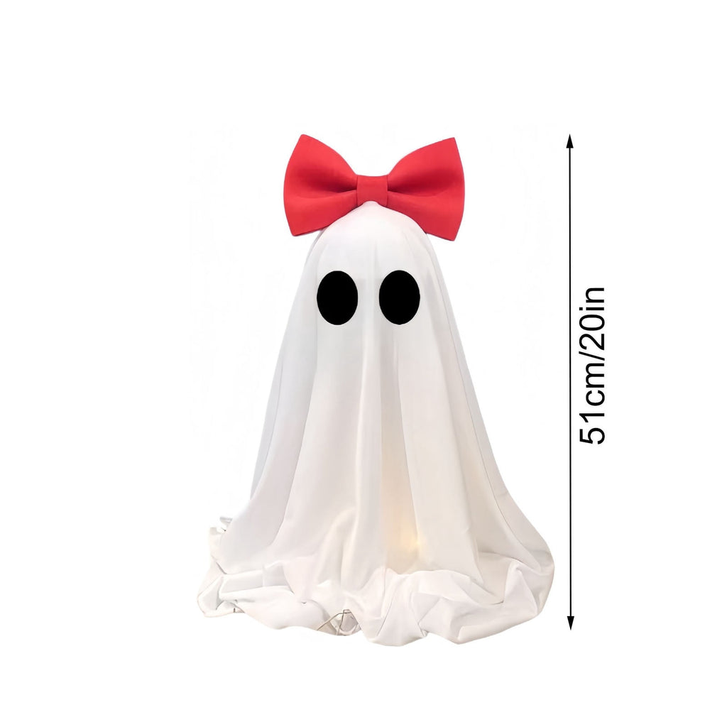 Clearance! Halloween Yard Decorations Light Up Ghost with Bow for Outdoor Front Porch Patio Lawn Garden Entryway Scary House Display Spooky Holiday Party Prop Home Decor