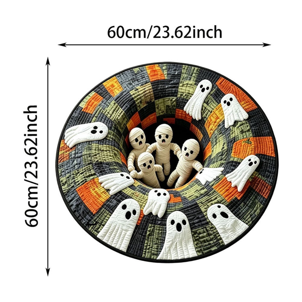 Win s Way 3D Illusion Round Halloween Rug Optical Illusion Doormat Non- Washable Entryway Decor Spooky Fall Front Door Mat for Party Decoration Available in 15.8/23.6/31.5 Inch