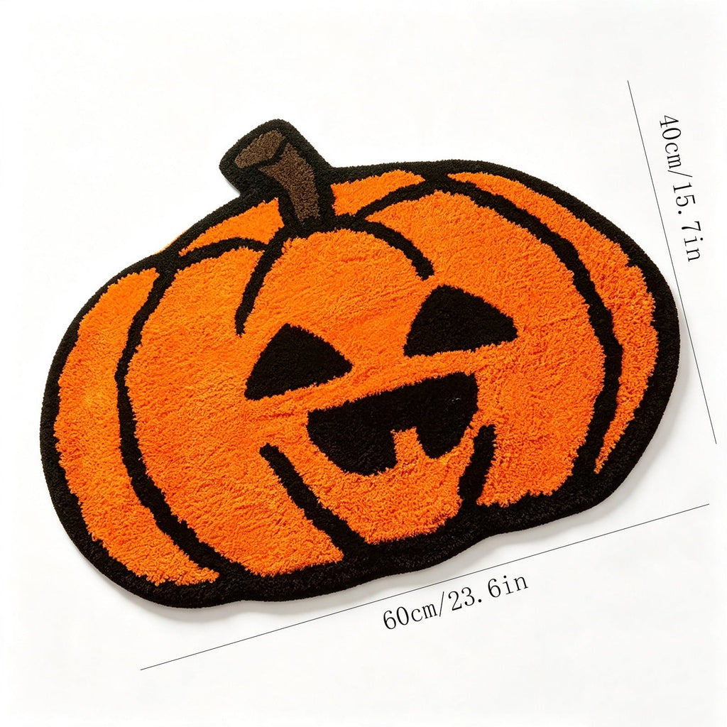 Halloween Door Mat Pumpkin Shaped Non-Absorbent Skidproof Mat 15.75x23.62in Polyester Skidproof & Weather Resistant for Front Door Porch Indoor Outdoor Halloween Door Mat by MPOISVA