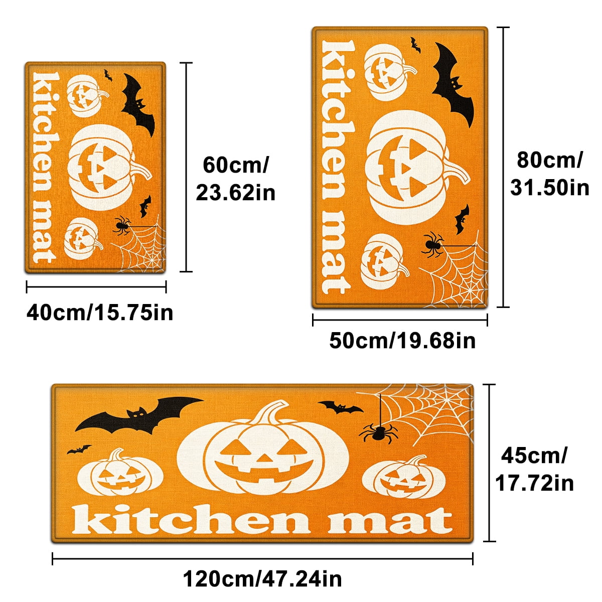 YIMEIS Halloween Orange Ghost Pumpkin Black Cat 1Pc Flannel Mat & Kitchen Rugs,Soft Non-slip,16''×24'' Inches,for Entryway Bathroom