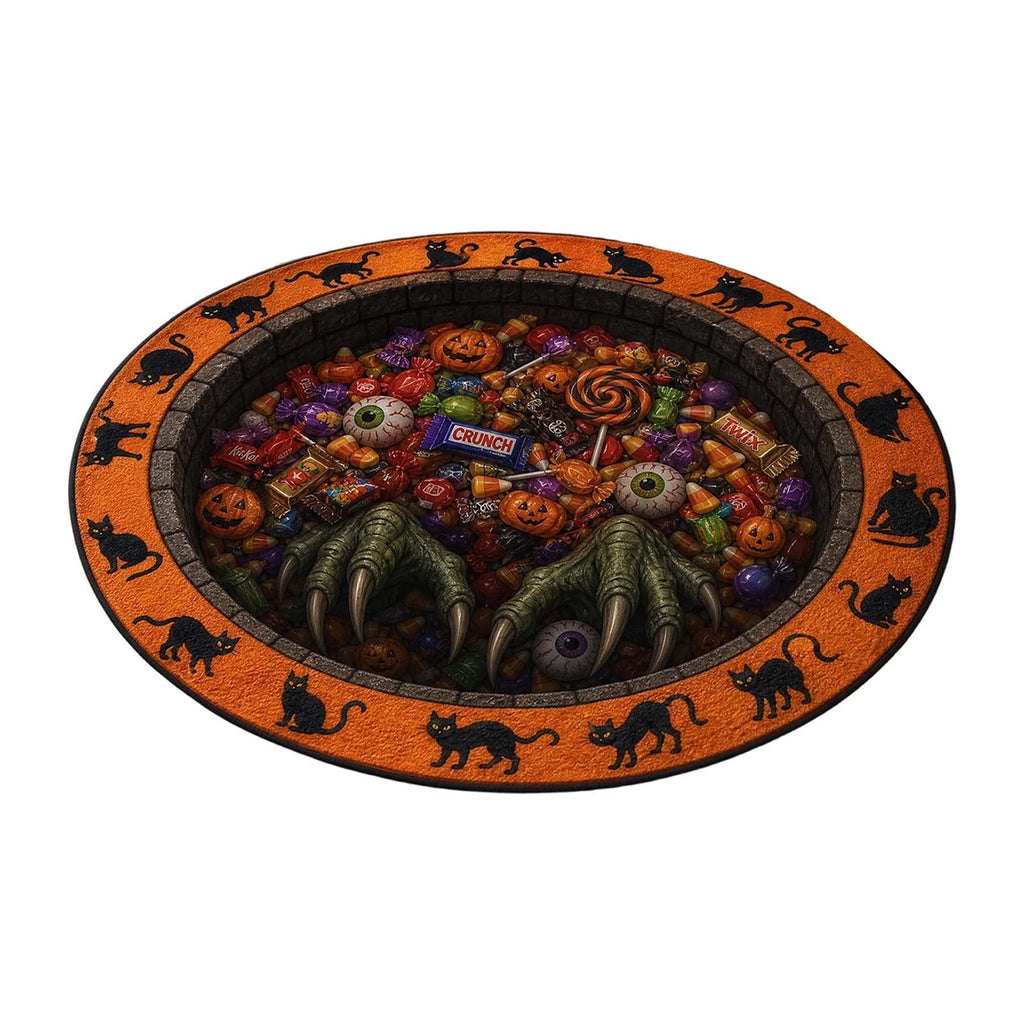 Win s Way 3D Illusion Round Halloween Rug Optical Illusion Doormat Non- Washable Entryway Decor Spooky Fall Front Door Mat for Party Decoration Available in 15.8/23.6/31.5 Inch