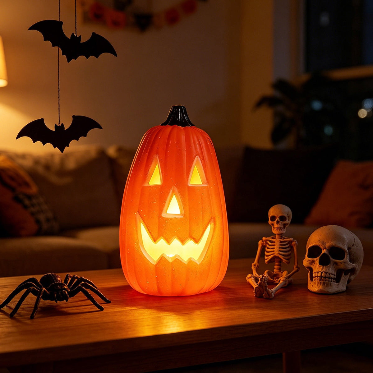Dademeo Halloween Light Up Pumpkin Decor, Unique Tall LED Glowing Jack O Lantern, Waterproof Ornament for Yard Garden Porch Party