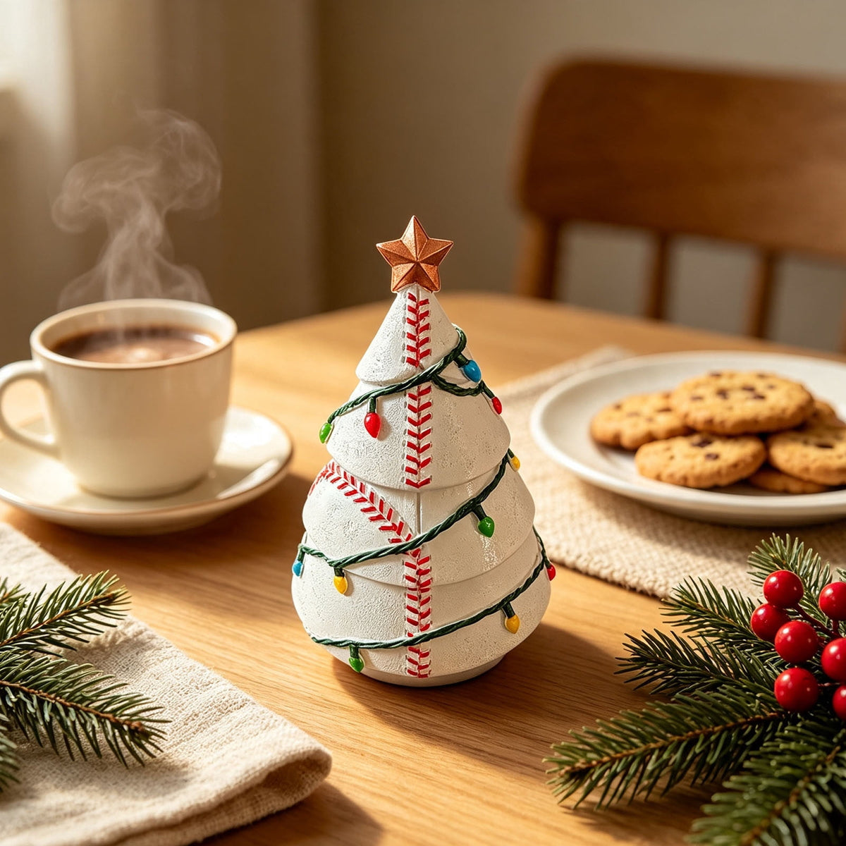 Christmas in july Decorations, Christmas Tree Resin Figurine, Sports Themed Tabletop Decor for Fall Thanksgiving Summerween, Unique Holiday Gift