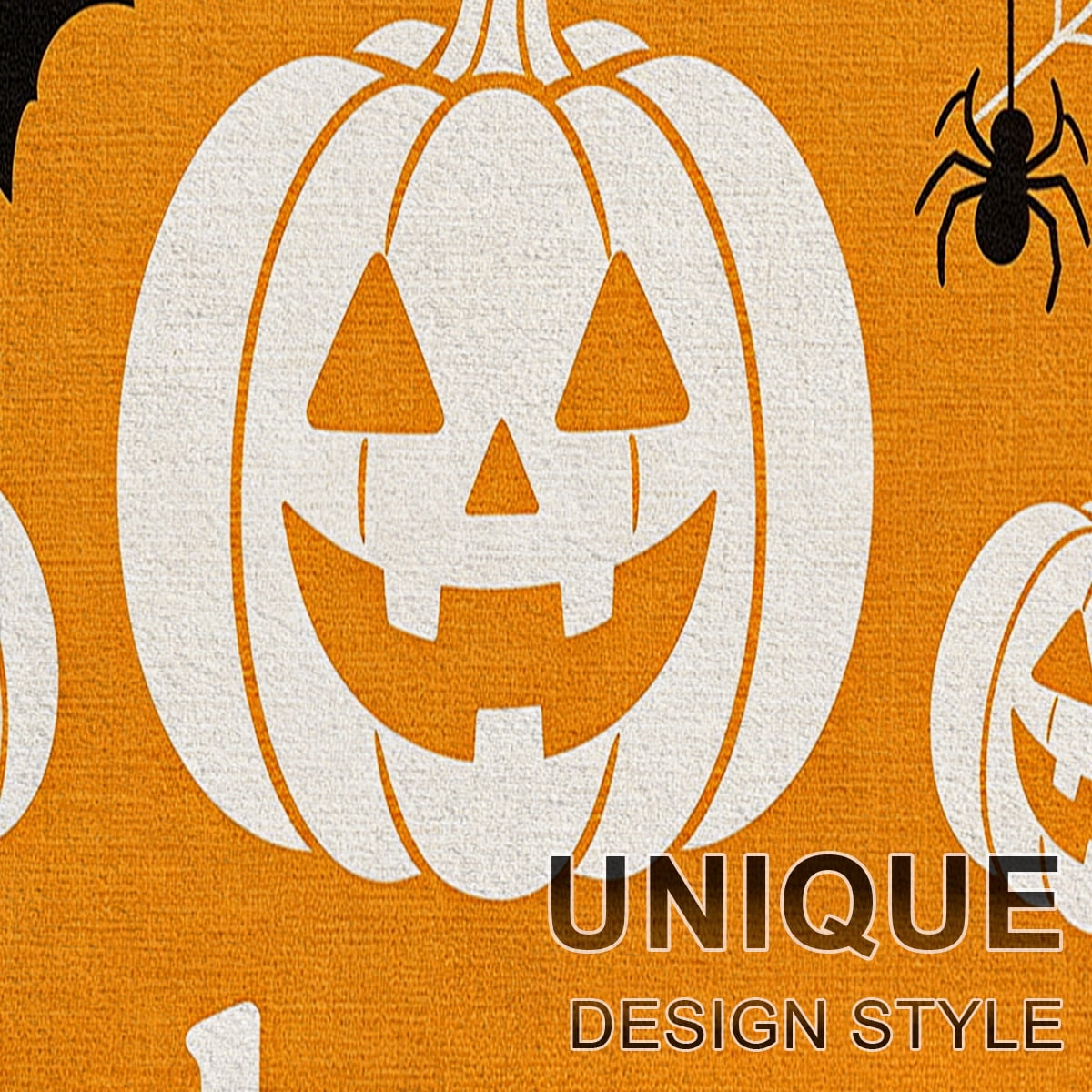 YIMEIS Halloween Orange Ghost Pumpkin Black Cat 1Pc Flannel Mat & Kitchen Rugs,Soft Non-slip,16''×24'' Inches,for Entryway Bathroom