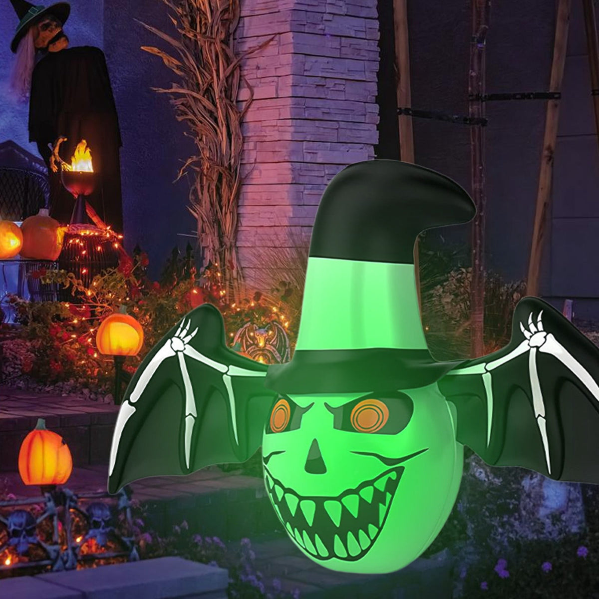 syligr Halloween Inflatable Decoration for Yard Garden, LED Color Changing Ghost Ball, PVC Blow Up Ornament for Lawn Patio Porch, Remote Control Glowing Decor for Halloween Party, 39x24 Inch