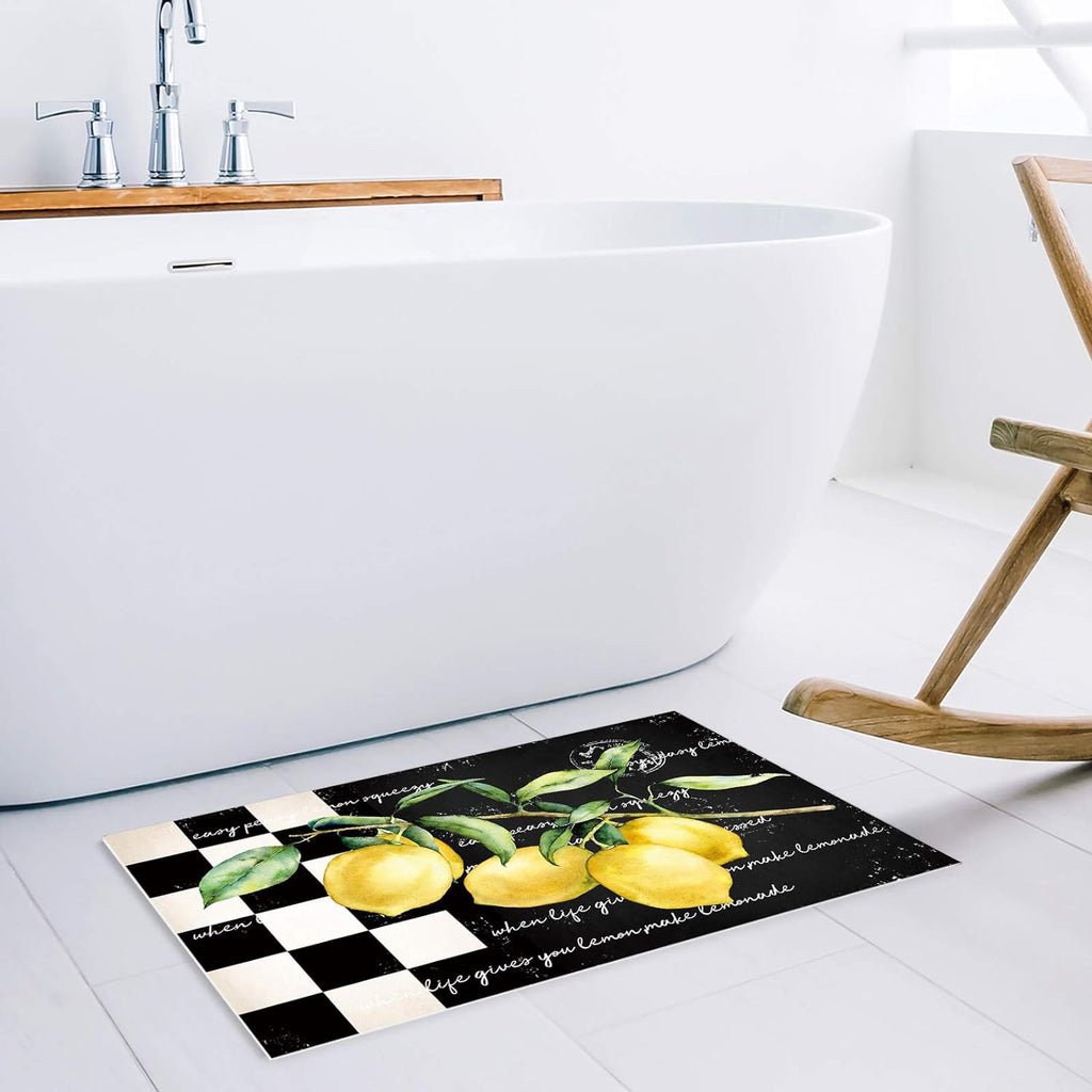 Christmas Snowman Trees Entrance Door Mat, Red Plaid Low Profile Tradition Christmas Decor Welcome Doormat, Non-Slip Carpet Rugs Floor Mat Decorative for Home/Bathroom/Kitchen - 20"x31.5"