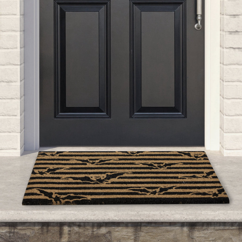 Northlight Natural Coir Flying Bats Halloween Doormat 18" x 30"