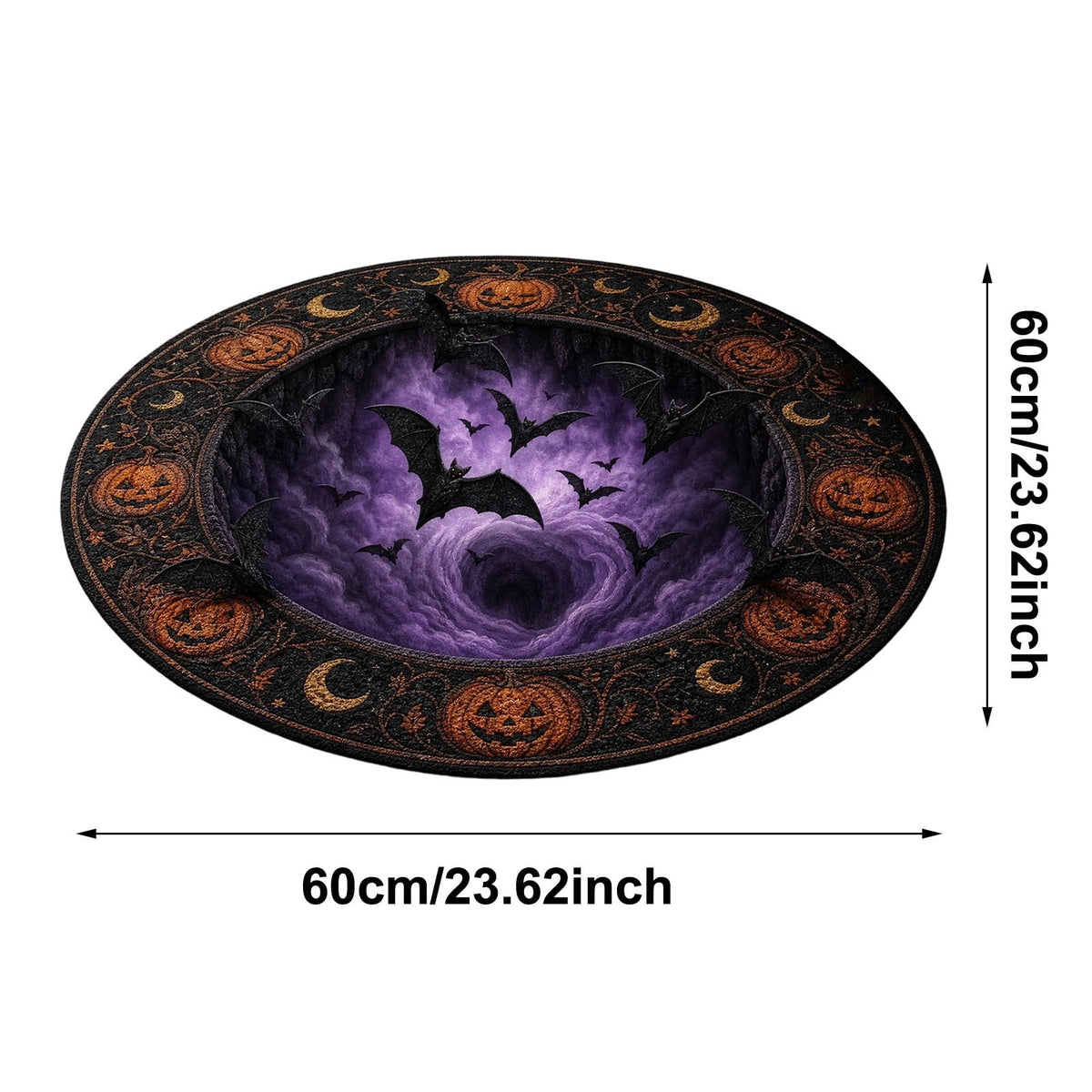 Win s Way 3D Illusion Round Halloween Rug Optical Illusion Doormat Non- Washable Entryway Decor Spooky Fall Front Door Mat for Party Decoration Available in 15.8/23.6/31.5 Inch