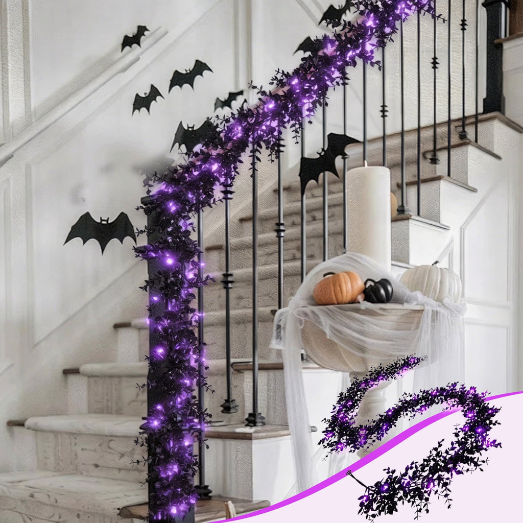 Chmadoxn 78.74" Halloween Thanksgiving Maple Leaf Garland with Mini Pumpkins & Berries, Artificial Fall Leaves Vine for Mantel Staircase Porch, Autumn Harvest Hanging Home Decor