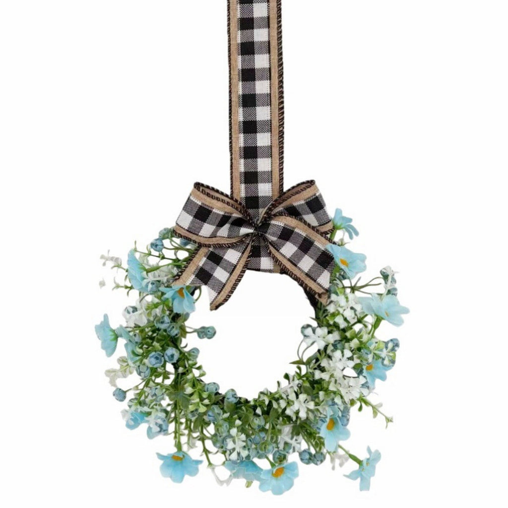 Mini Spring Wreaths, Artificial Daisy Flowers Small Pillar Holder Wreath, Spring Summer Floral Wreath for Candle, Farmhouse, Porch, Front Door, Cabinets, Table Decoration, White