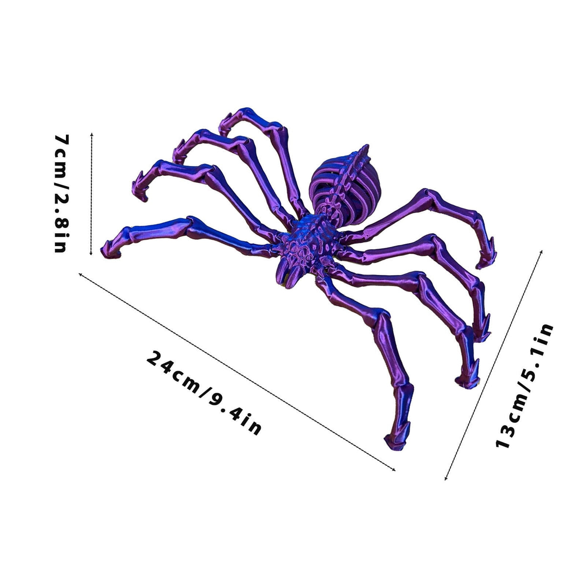 3D Printed Hell Skeleton Wolf Spider, Movable Contraction Spider Toy Ornament, Halloween Spider Decorations, Desktop 3D Printed Wolf Spider Toy for Halloween Decor